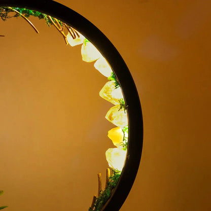 Stylish Night Lamp - Round Green Crystal Accent