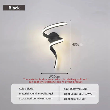 Modern LED Spiral Wall Light For Bedroom & Living Room
