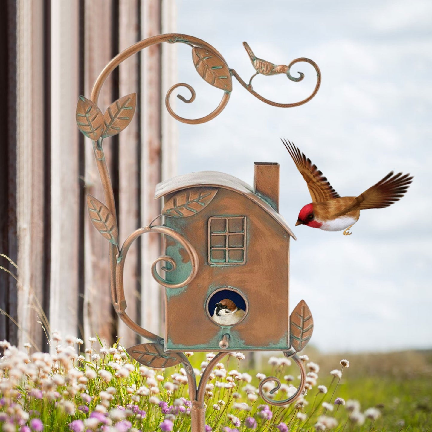 Colorful Metal Birdhouse Garden Decoration