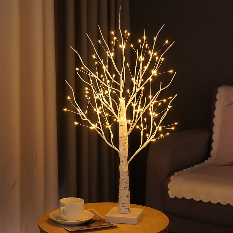 Glowing White Wooden Table Lamp