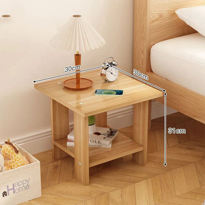 Sturdy Wood Bedside Table with 2 Tier Modern Style