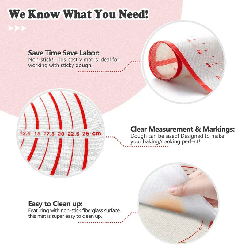 Easy Bake Non-Stick Silicone Mat with Measurement Guide