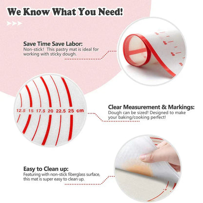 Easy Bake Non-Stick Silicone Mat with Measurement Guide