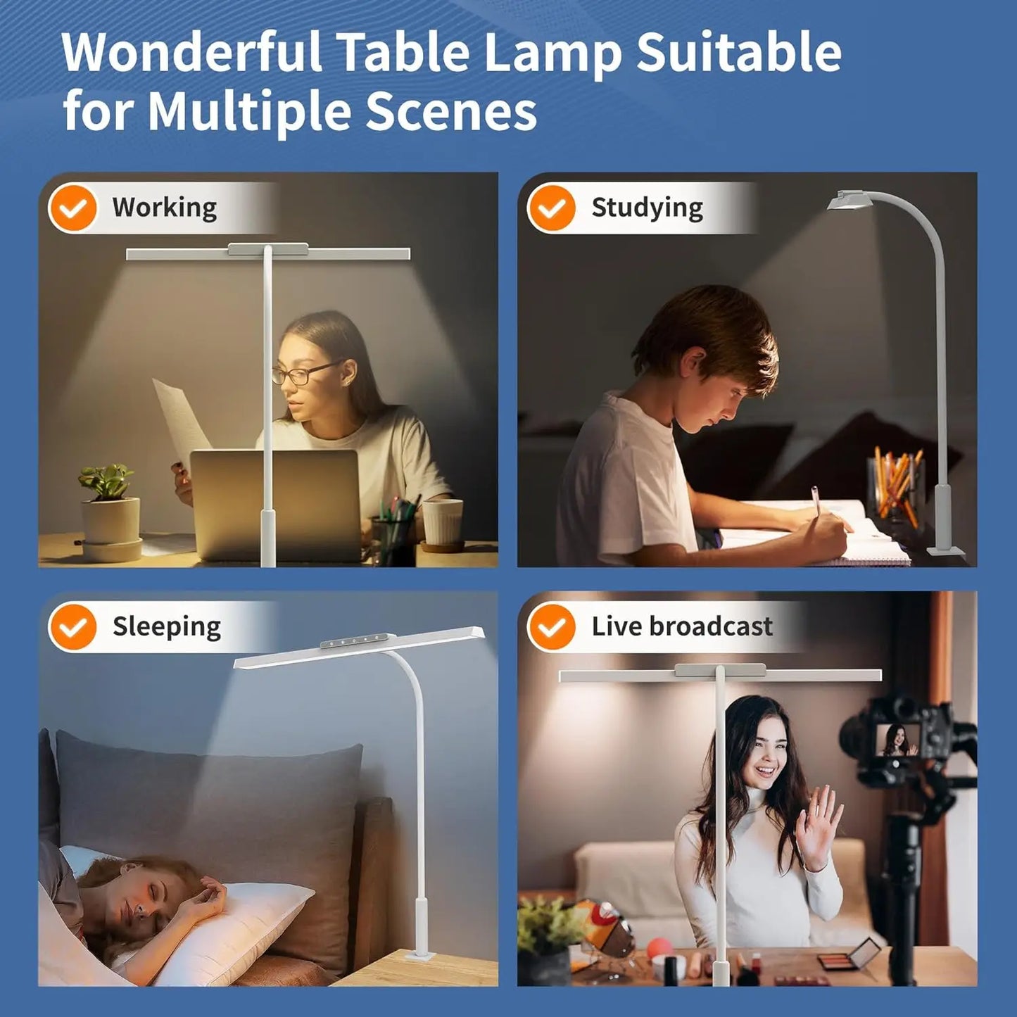 Bright LED Clamp Desk Lamp with Wide Lighting