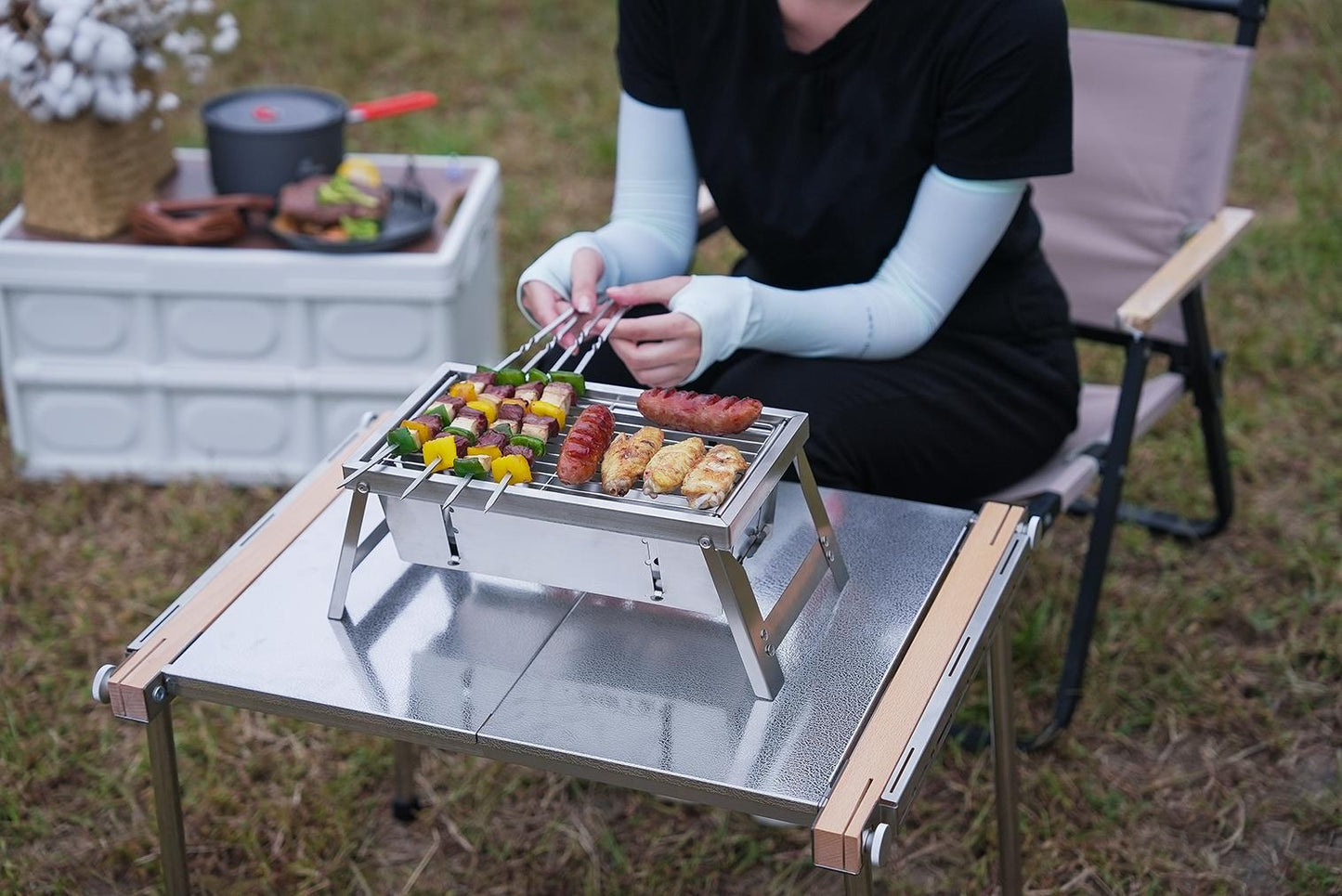 Portable Outdoor Stainless Steel Folding BBQ Grill
