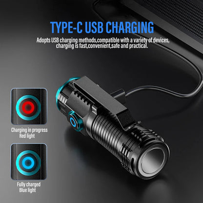Compact Rechargeable LED Flashlight with Clip