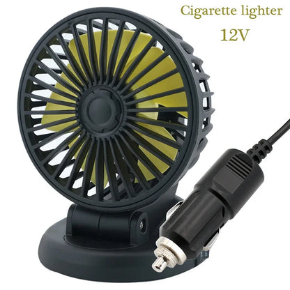 Portable Car Fan with USB and Cigarette Lighter Adapter - Fesara