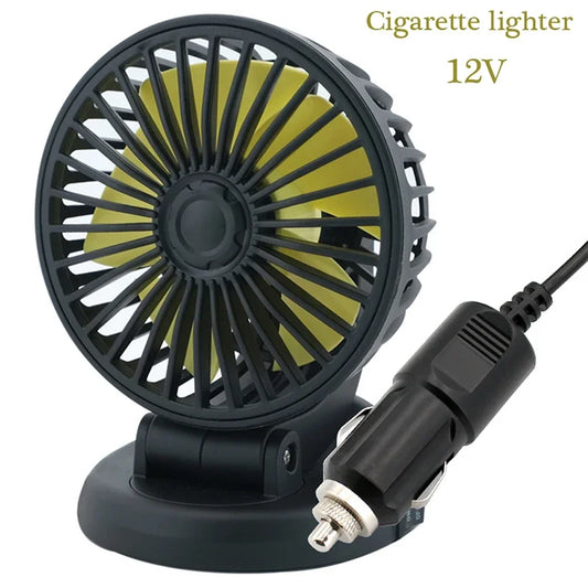 Portable Car Fan with USB and Cigarette Lighter Adapter - Fesara