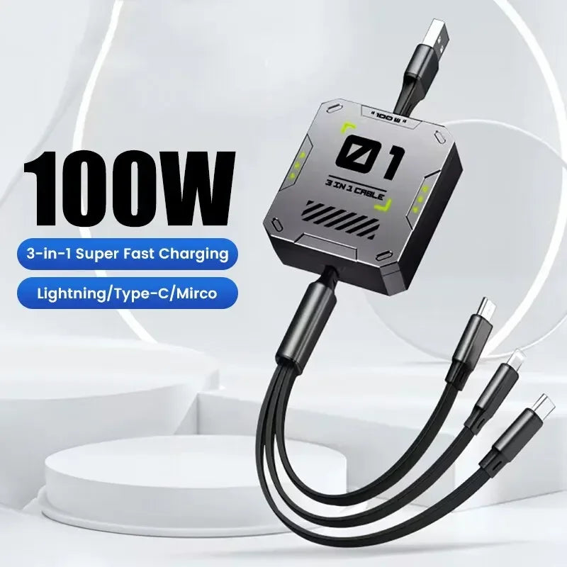 Universal 3-in-1 Fast Charge USB Cable 100W