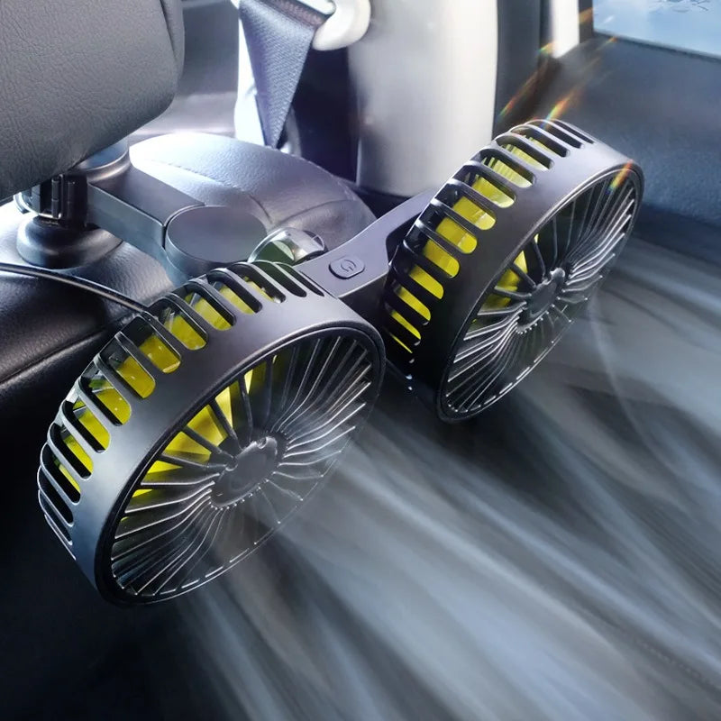 Portable Car Fan with 3 Speeds and USB Charging