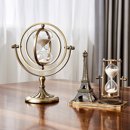 Elegant Metal Hourglass Desk Decoration