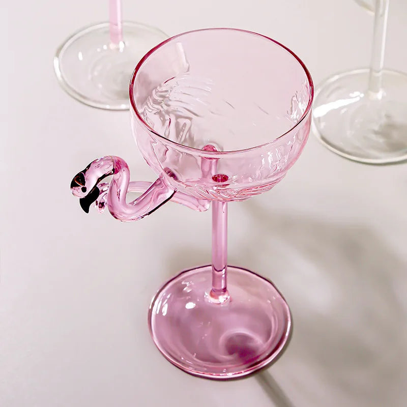 Colorful Flamingo Clear Drinkware Party Glasses