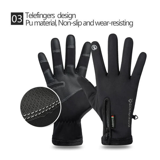 Warm Waterproof Motorcycle Gloves Touchscreen Fleece Lined - Fesara