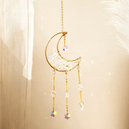 Sparkling Crystal Moon Window Decor