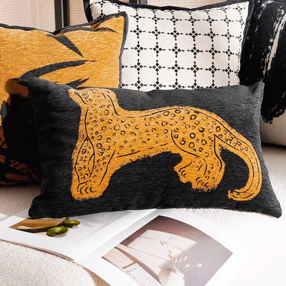 Stylish Embroidered Horse Print Throw Pillow for Home - Fesara