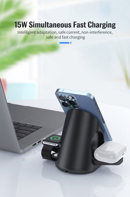 Compact 3 in 1 Wireless Charging Station Stand