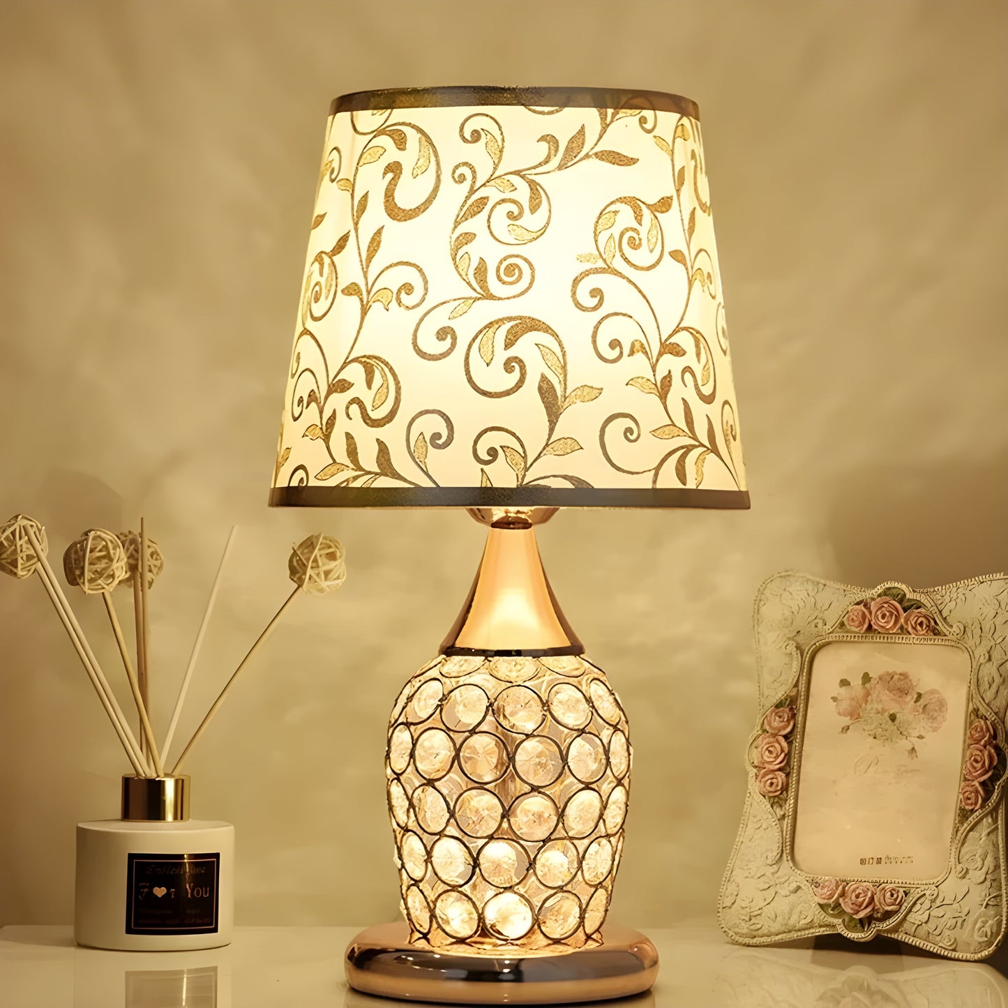 Stylish Crystal Glass Table Lamp with LED Touch Control