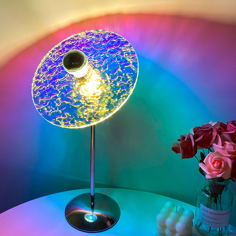 Colorful Rainbow Glass Table Lamp