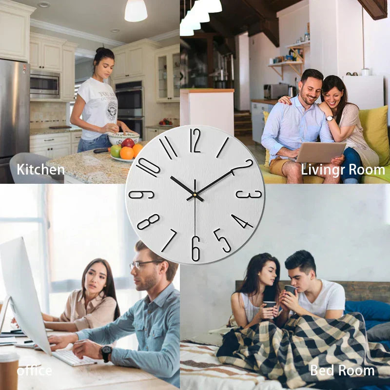 Simple Wooden Wall Clock – Quiet Quartz Modern Design