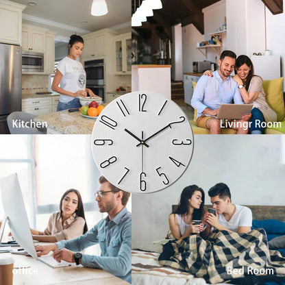 Simple Wooden Wall Clock – Quiet Quartz Modern Design