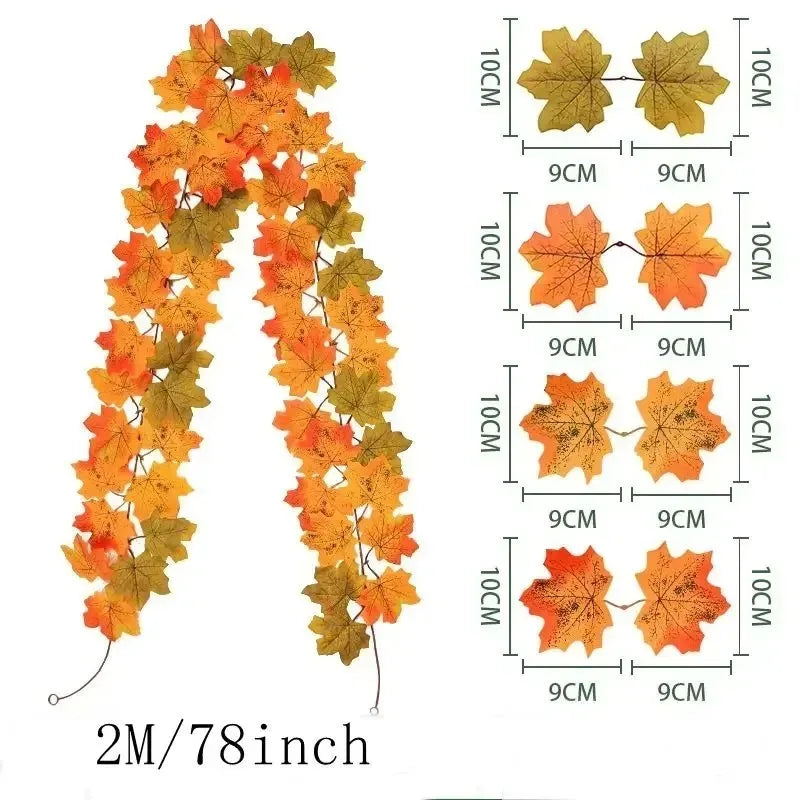 Autumn Maple Leaf Artificial Garland for Home Decor