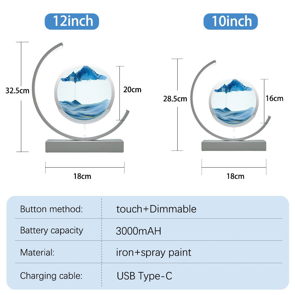 Colorful 3D LED Sand Water Table Lamp