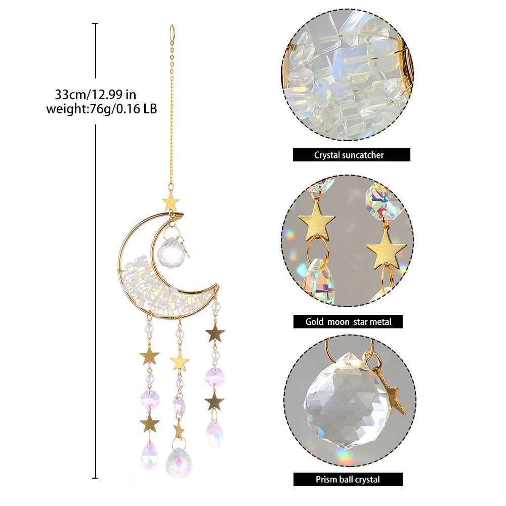 Sparkling Crystal Moon Window Decor