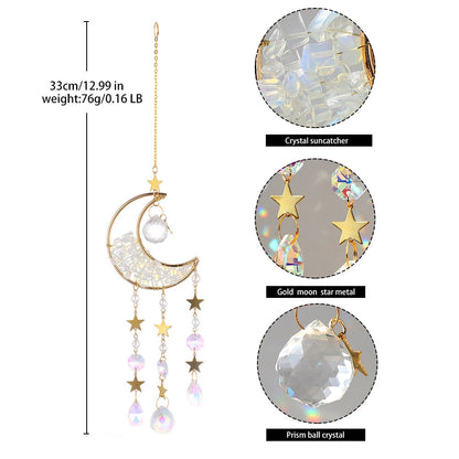 Sparkling Crystal Moon Window Decor