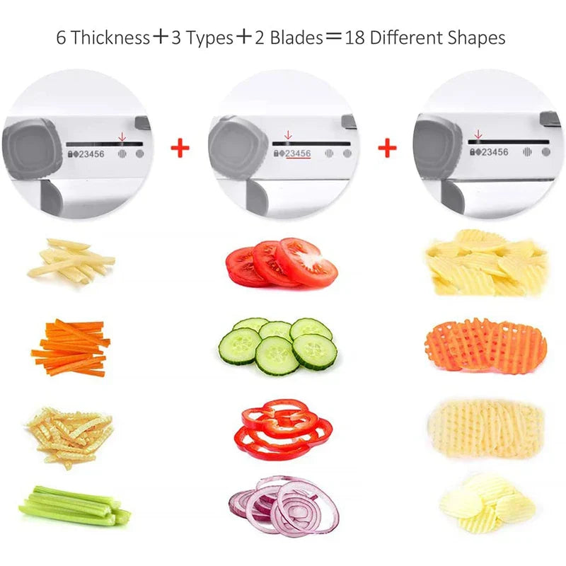 Premium 18-in-1 Vegetable Slicer with Sharp Stainless Blades