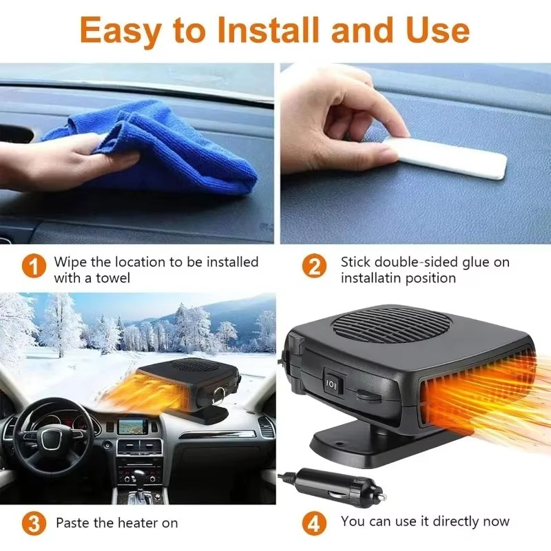 Compact Car Heater Defroster 2-in-1 Fan