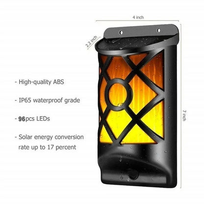 Outdoor Solar Wall Lamp with 96 LED Flame Effect