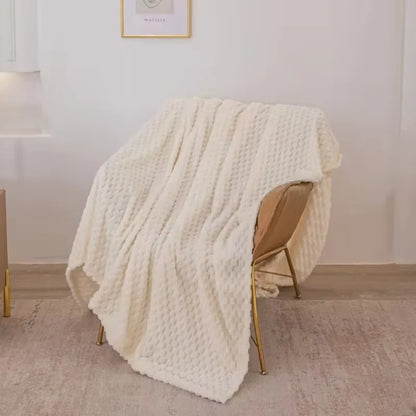 Plush Checked Velvet Blanket Soft Warm Throw