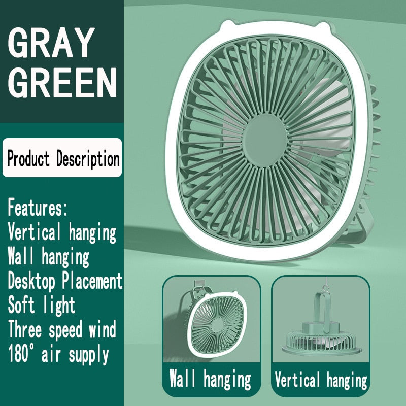 Portable Mini USB Fan Night Light - Fesara