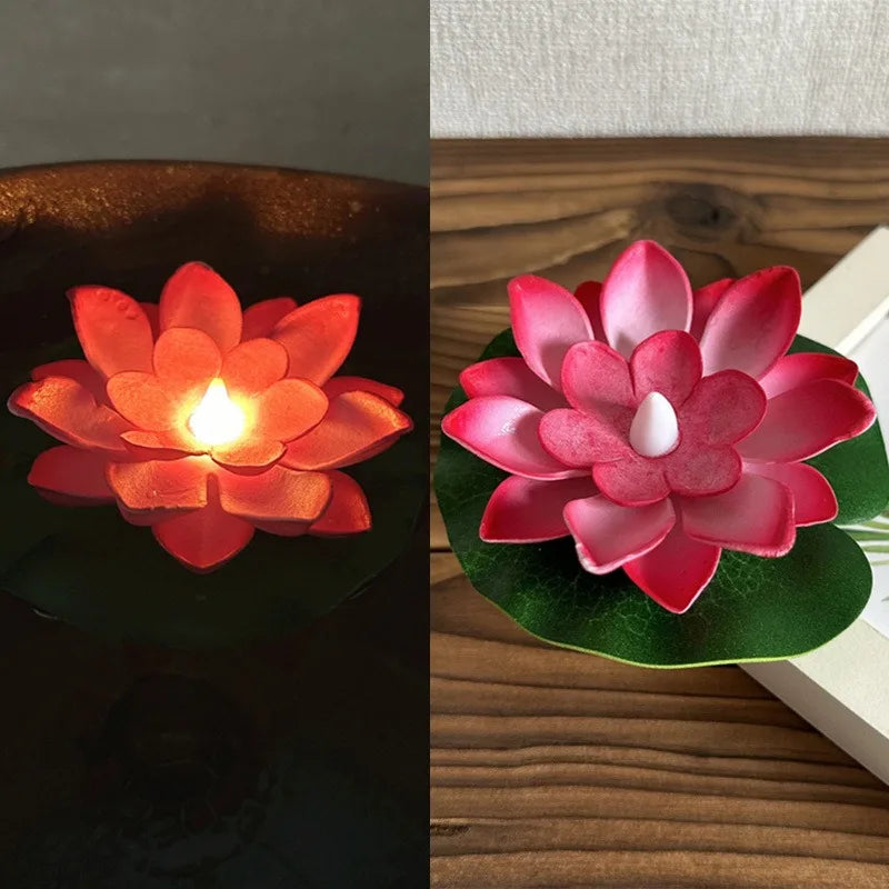 Floating Flower Pool Lamp with LED Sensor Light - Fesara
