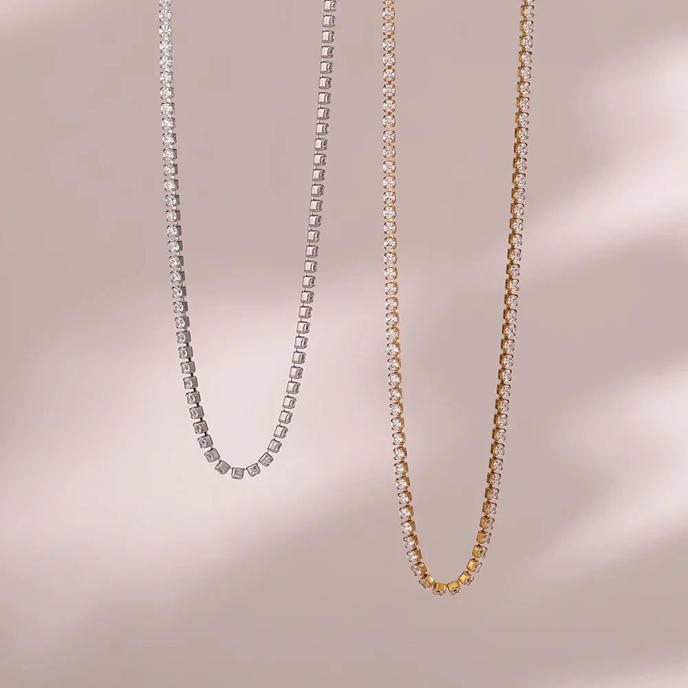 Delicate 2mm Thin Chain Bracelet Necklace Set