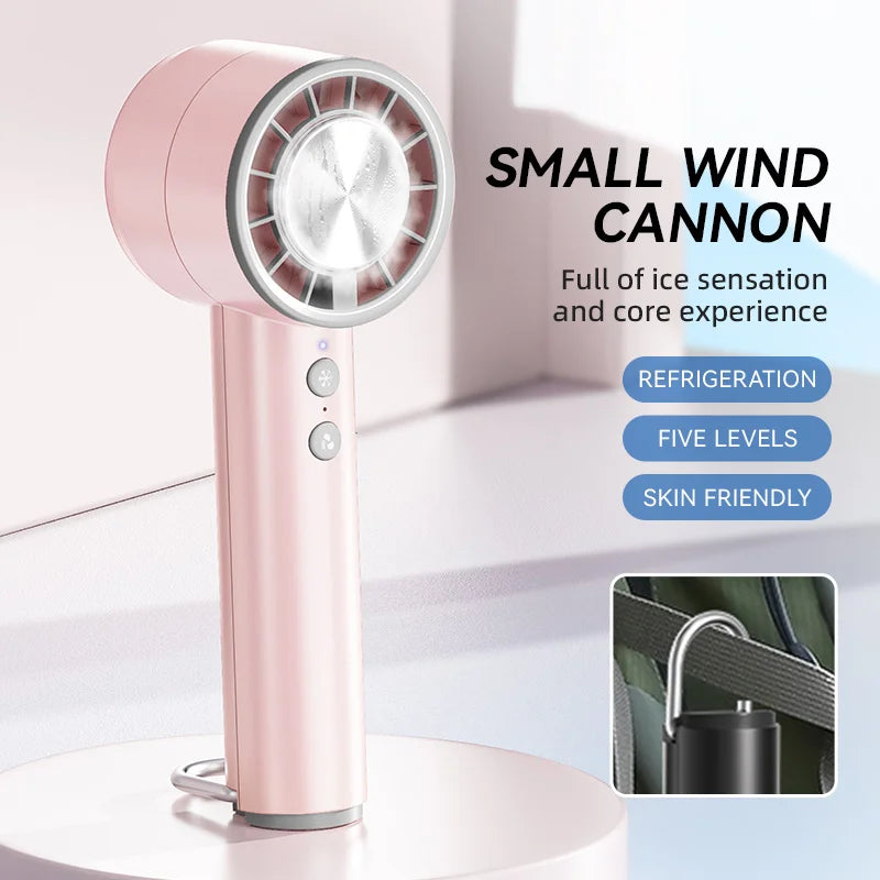 Compact Rechargeable Mini Handheld Fan with LED Display