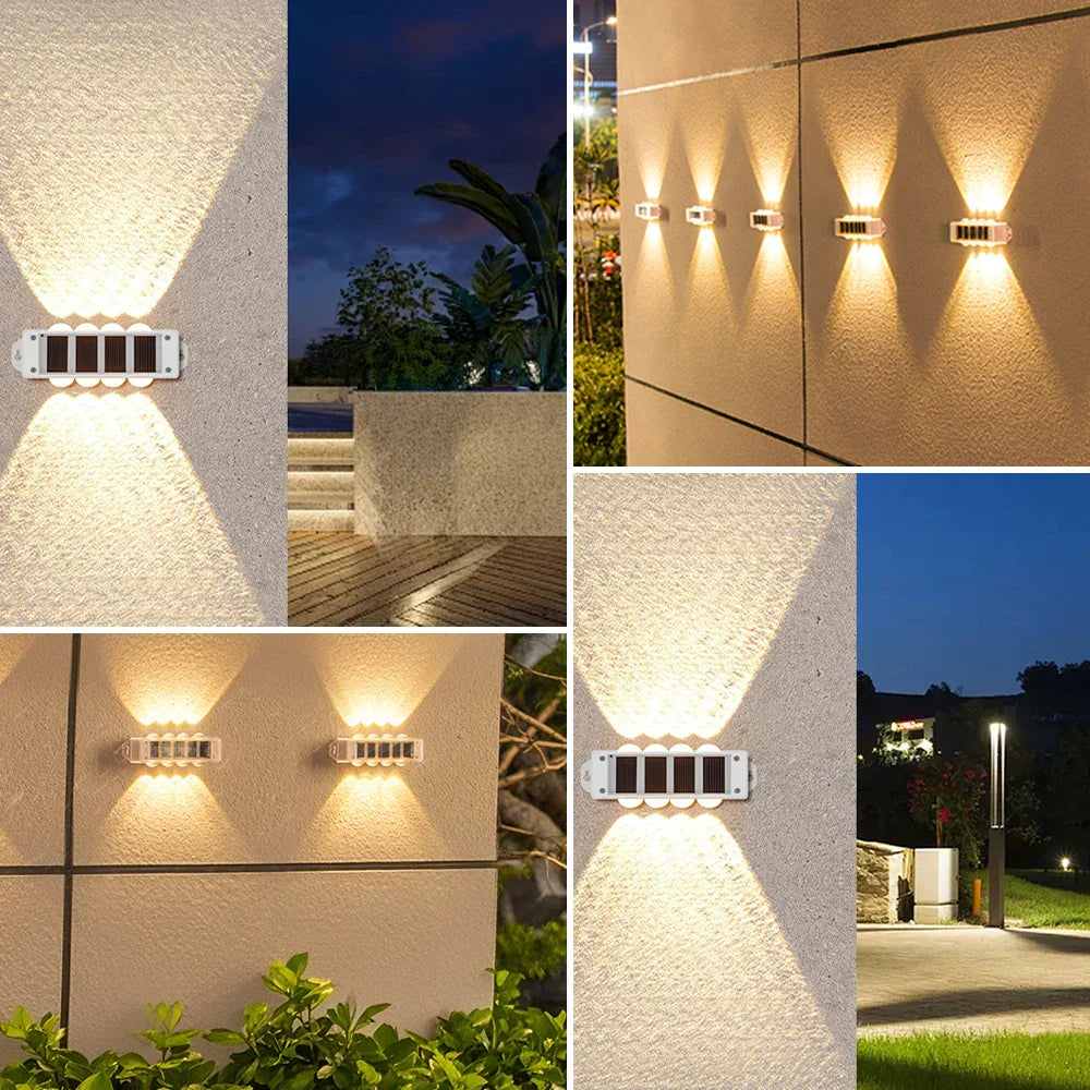 Outdoor Solar Powered Wall Lamp Warm White Waterproof