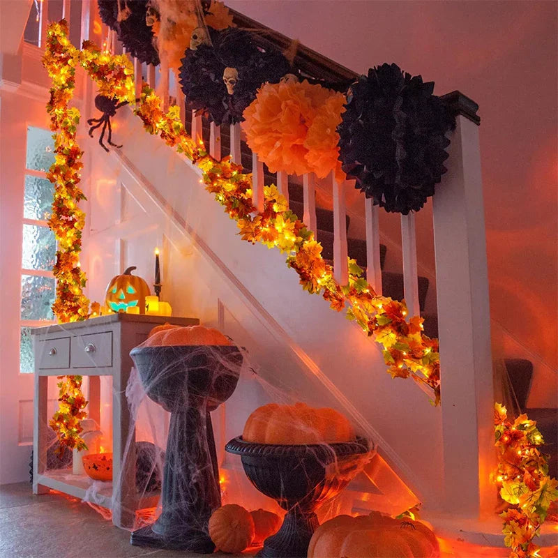 Autumn Maple Leaf Artificial Garland for Home Decor