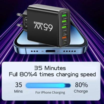 Fast 6-Port USB Charger for Home and Travel Use