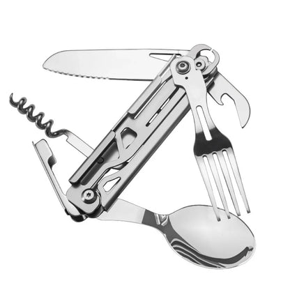 Portable 6-in-1 Stainless Steel Camping Cutlery Set - Fesara