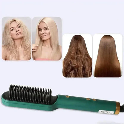 Stylish 2-in-1 Hair Straightener Curling Iron Brush