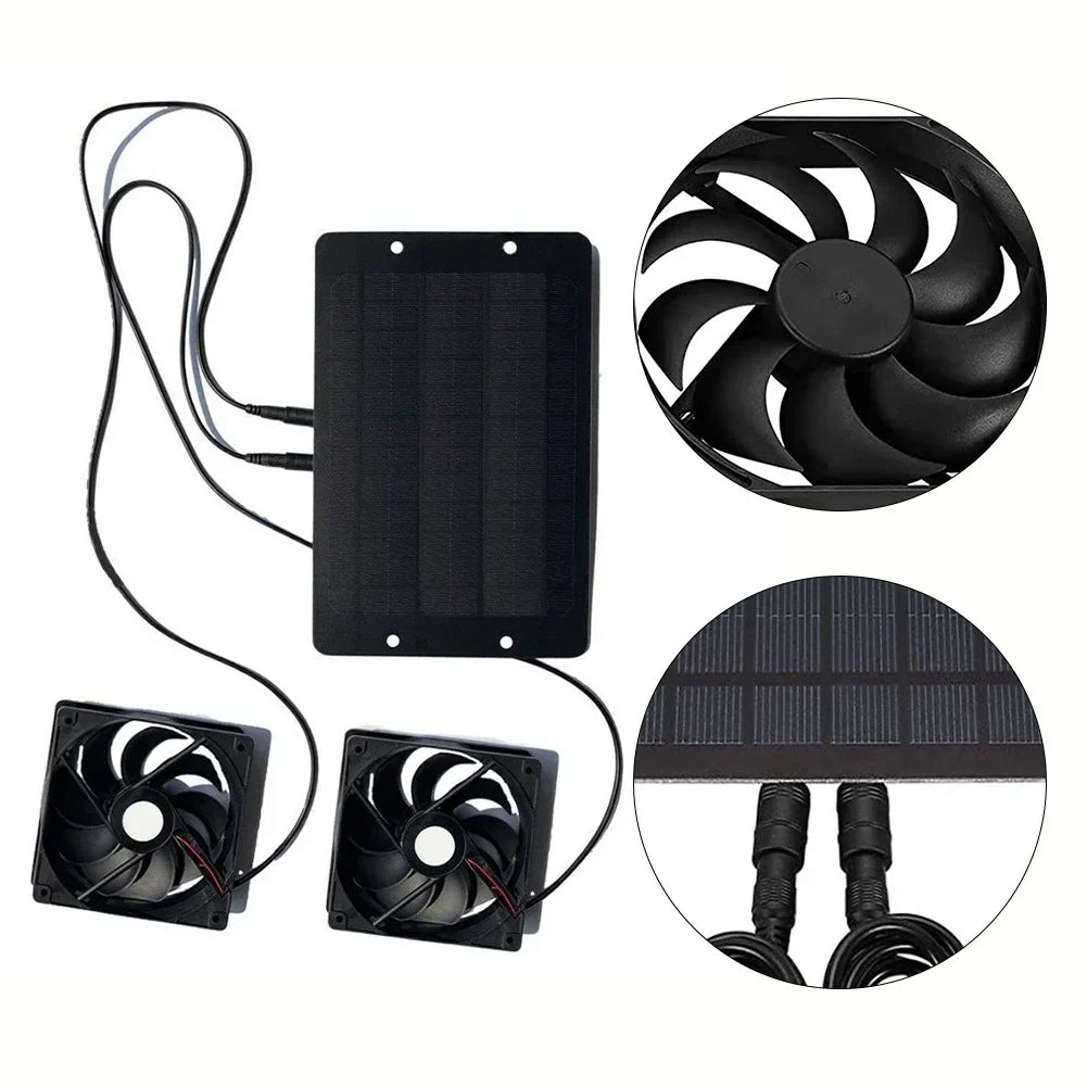 Solar Powered Dual Vent Fan for Greenhouse and Barns - Fesara