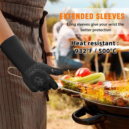 Heat Resistant BBQ Glove | Non Slip Silicone Oven Mitt
