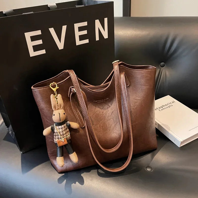 Stylish Women's Tote Bag with Charm - Chic and Roomy