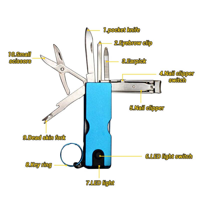 Practical 10in1 Steel Multi Tool Keychain