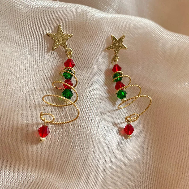 Fesara | Twisted Holiday Tree Drop Earrings - Fesara
