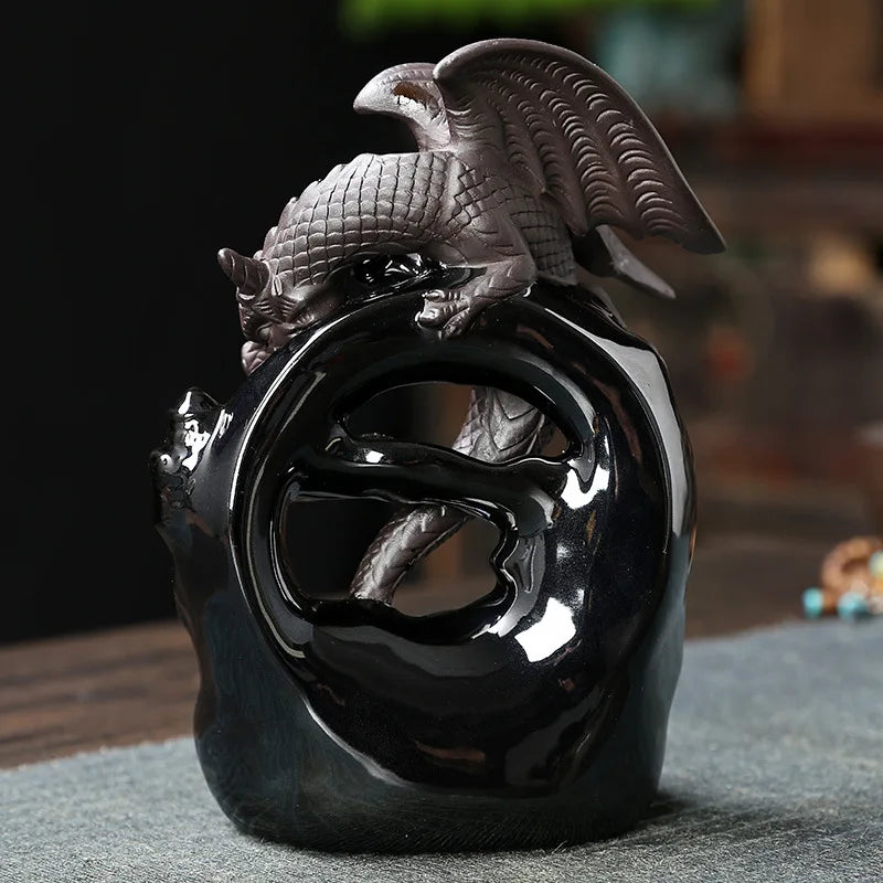Dragon Ceramic Incense Burner Backflow Design for Home