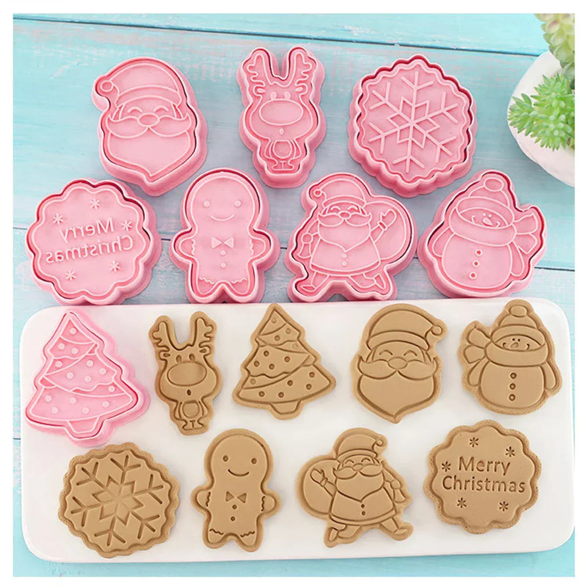 Christmas Cookie Cutters Set of 8 Holiday Shapes - Fesara