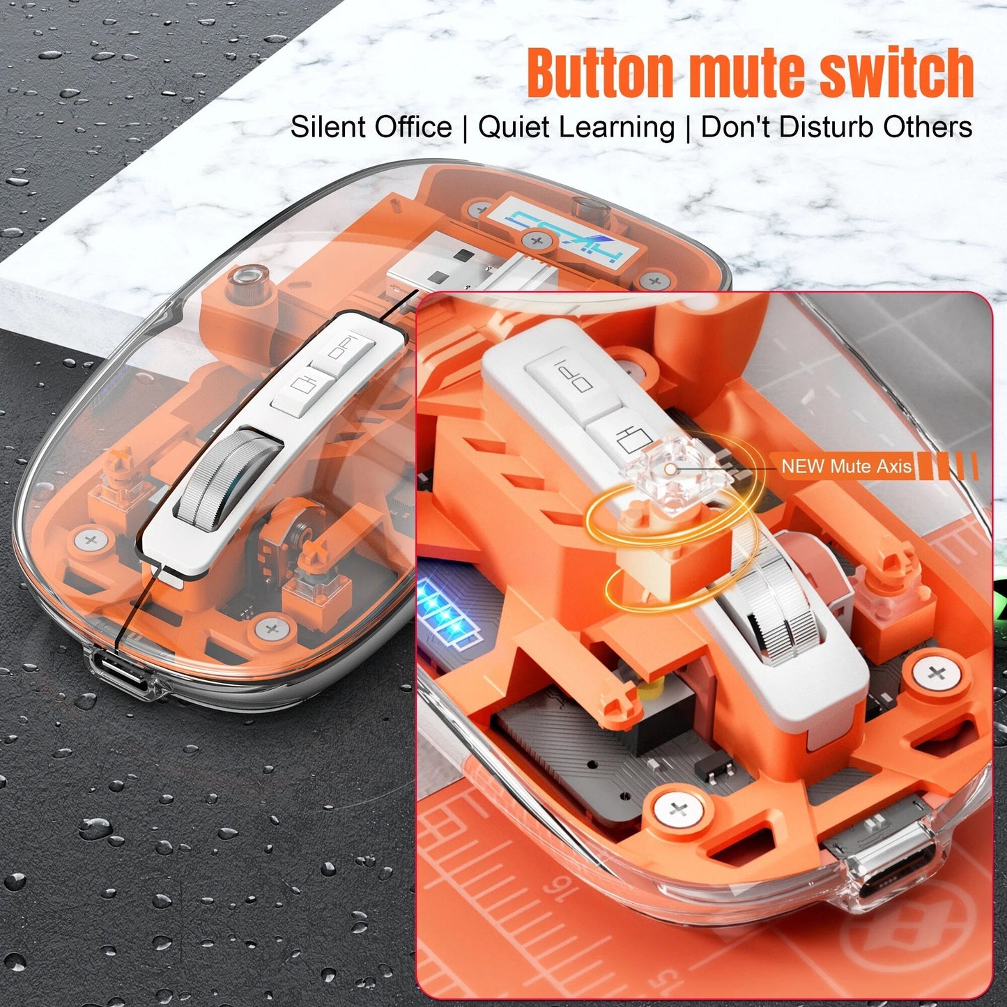 Clear Wireless Bluetooth Computer Mouse