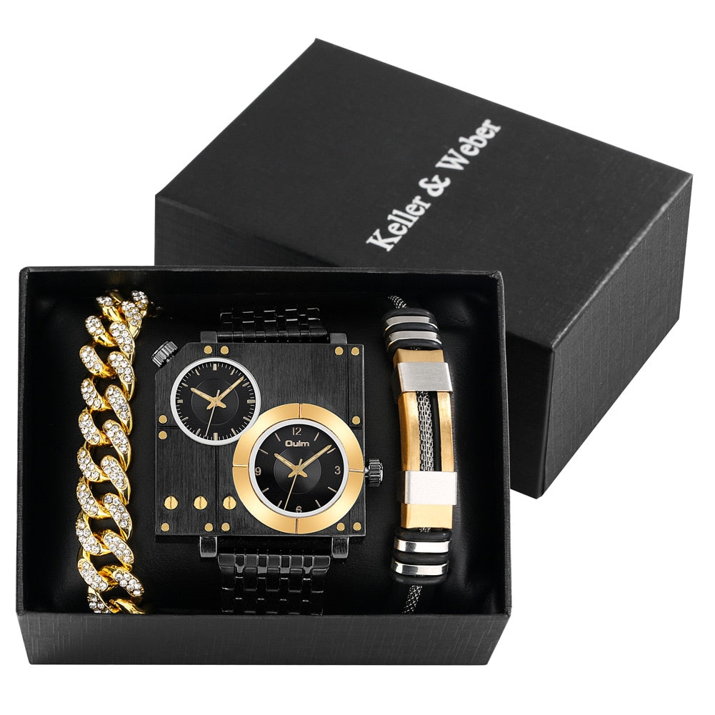 Classy Quartz Square Watch Box Set